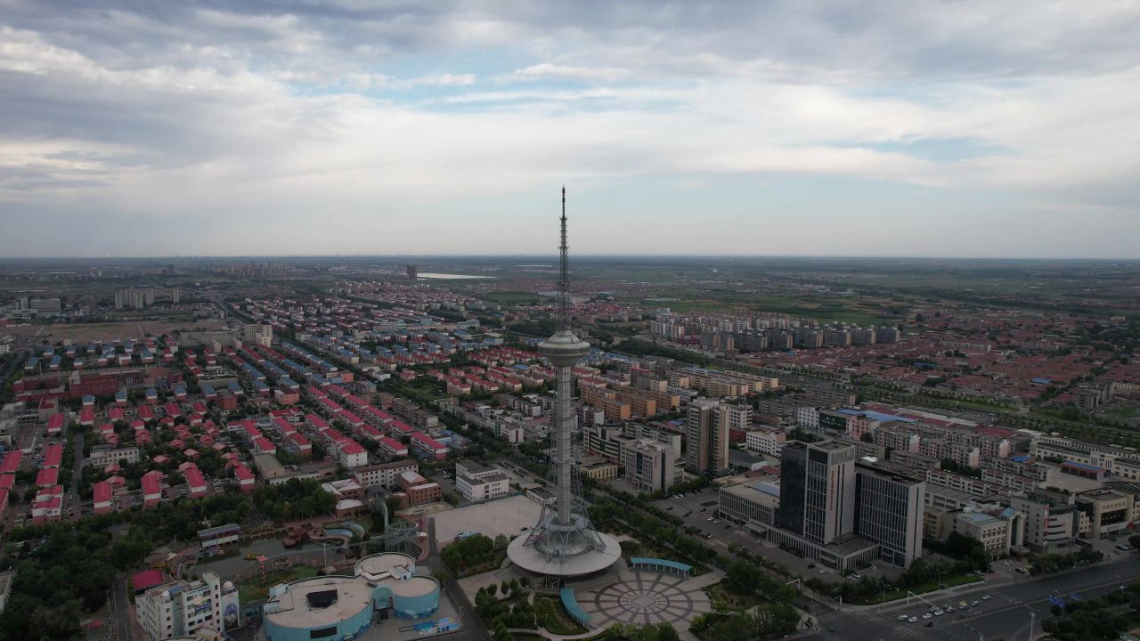 山东东营城市建设地标建筑航拍 