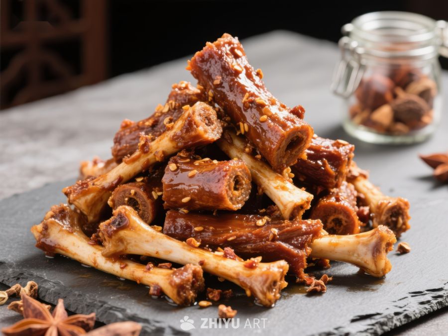 酱香排骨堆叠特写