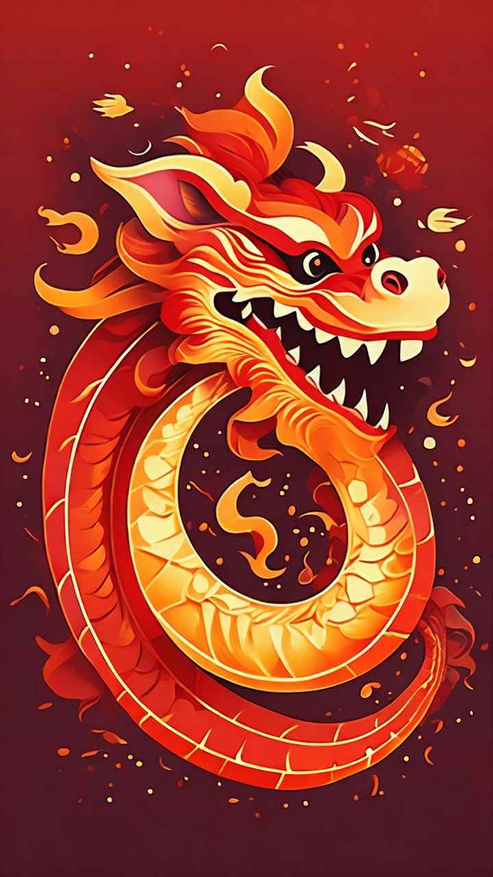 过年春节游龙灯简约插画 72