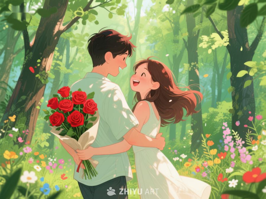 森林中浪漫的花束惊喜 592