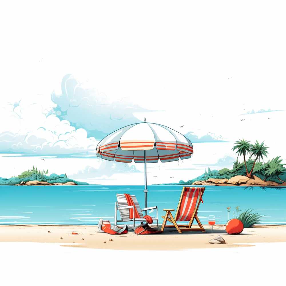 夏季沙滩太阳伞场景