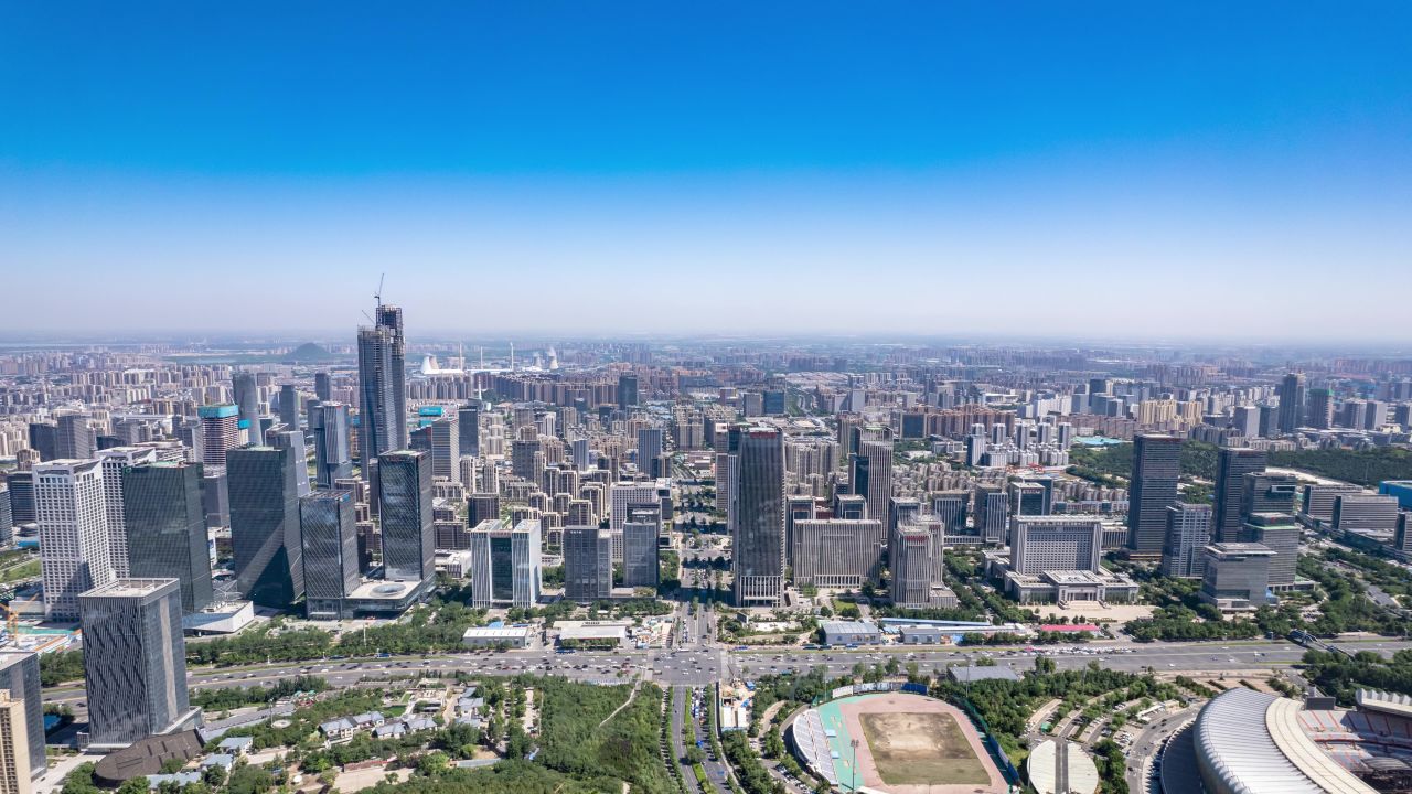 山东济南奥体CBD航拍延时8K