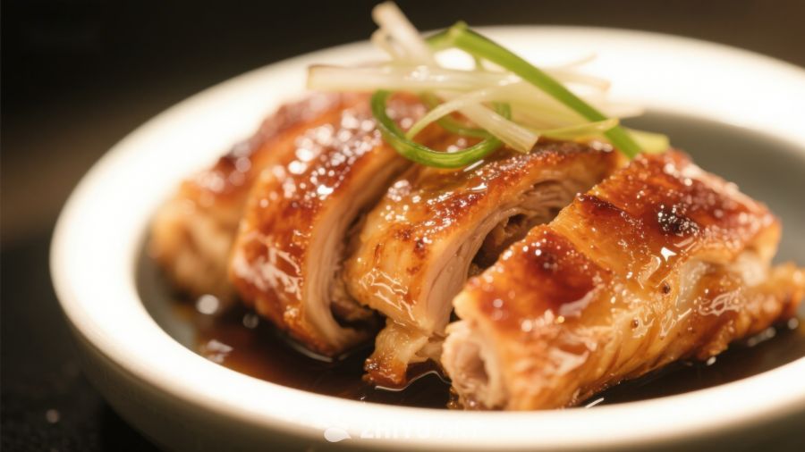 日式照烧鸡肉配葱丝