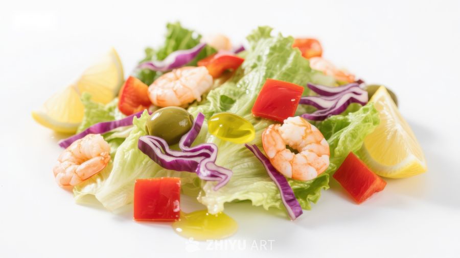 虾仁蔬菜沙拉特写