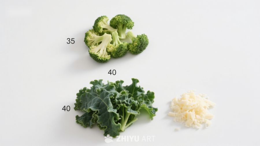 西兰花羽衣甘蓝与蒜末