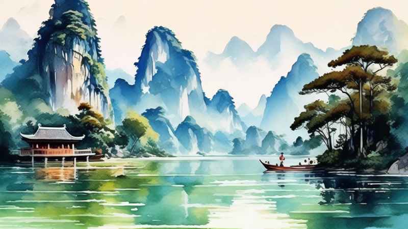 插画风格 桂林山水 26