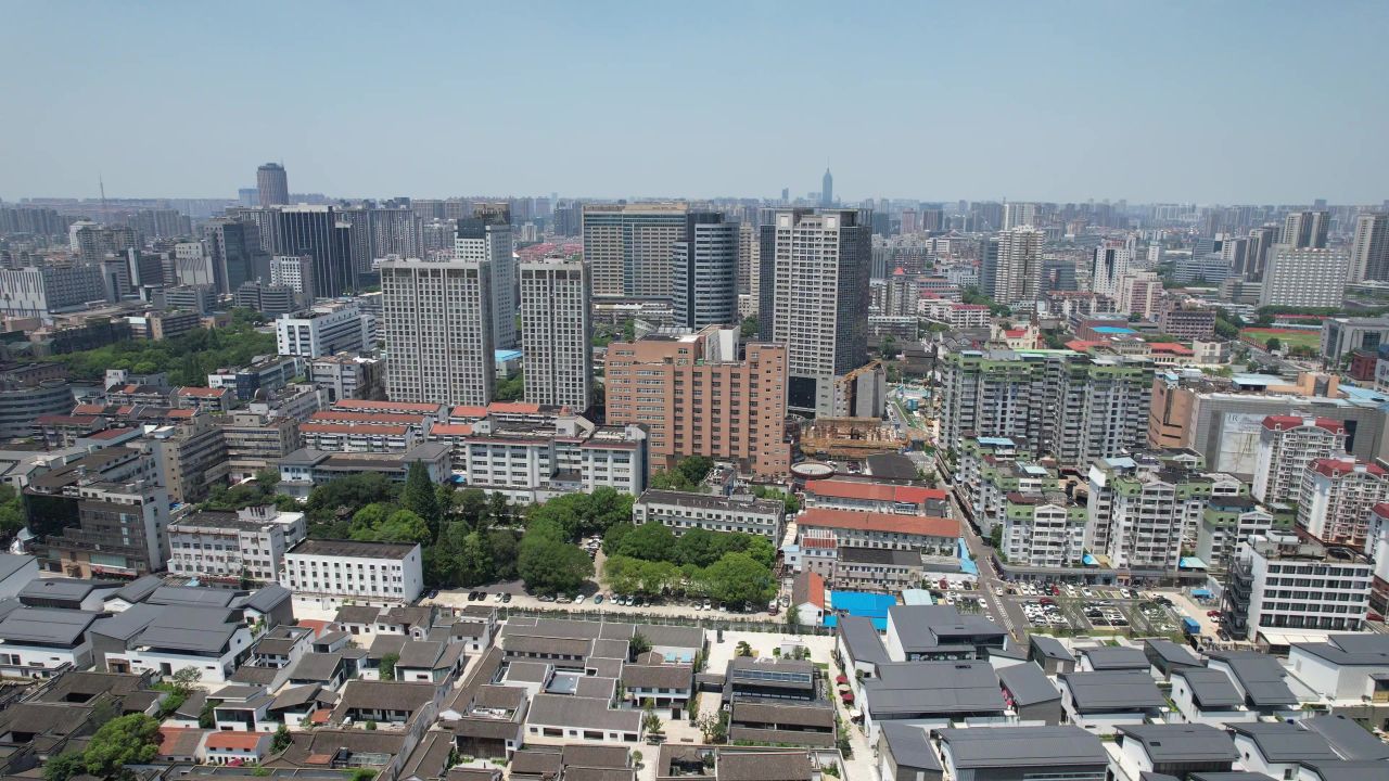 江苏常州城市风光航拍 