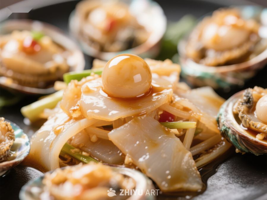 鲜美鲍鱼拌凉菜特写 1512