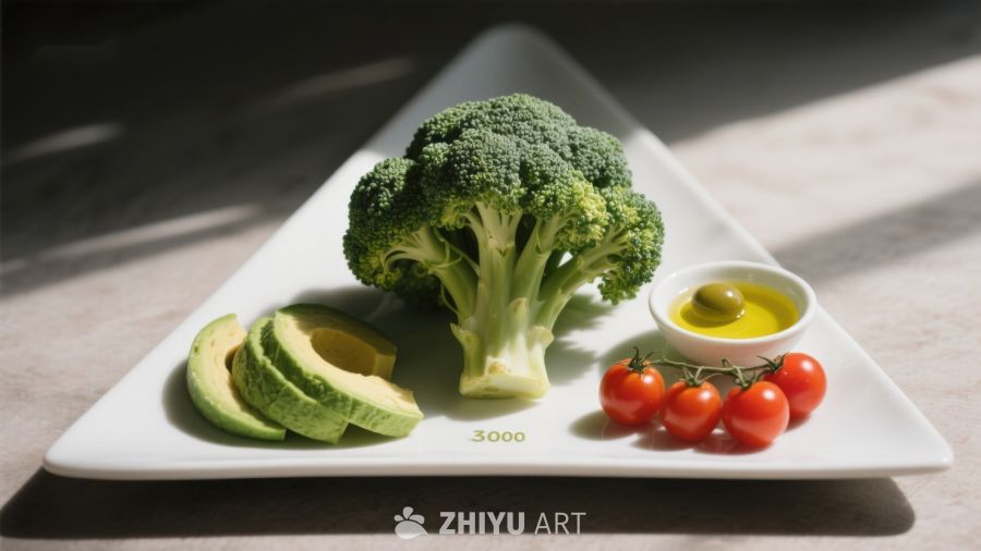 新鲜蔬菜与鳄梨摆盘