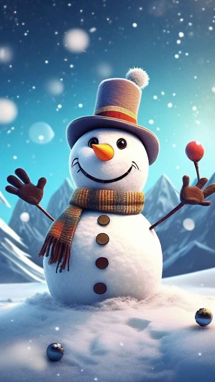 冬季插画雪人堆 109