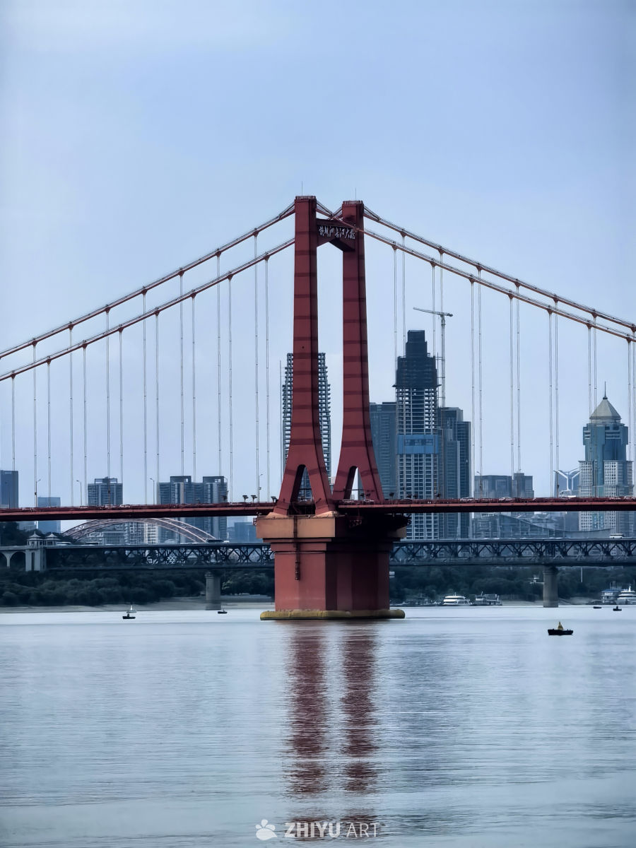 鹦鹉洲大桥夕阳与晚霞