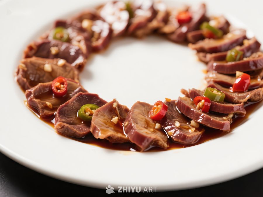 精致摆盘的酱香肉片 438