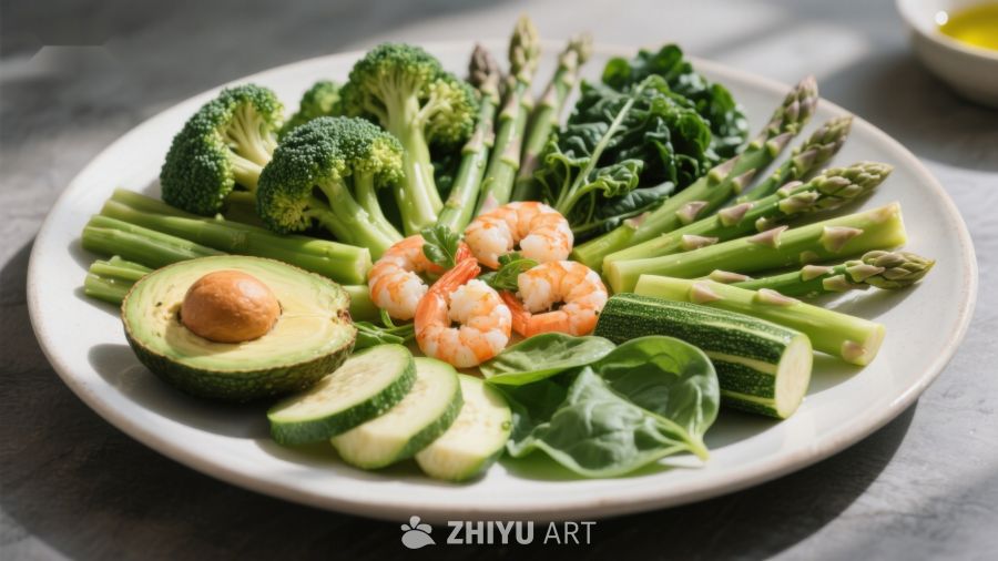 新鲜蔬菜虾仁拼盘