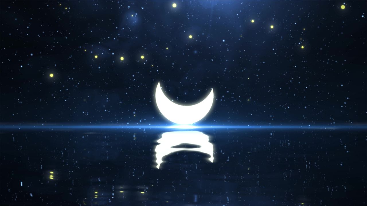 唯美大海上升月亮白月光蓝色夜空圆月明月大屏幕舞台LED视频  93