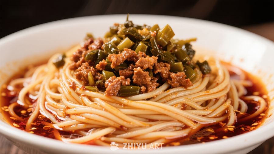 热辣牛肉面配酸豆角