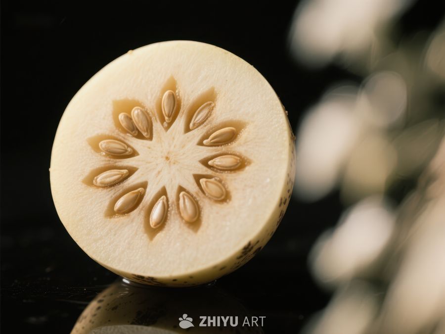 切开的果实展示独特星形纹理 391