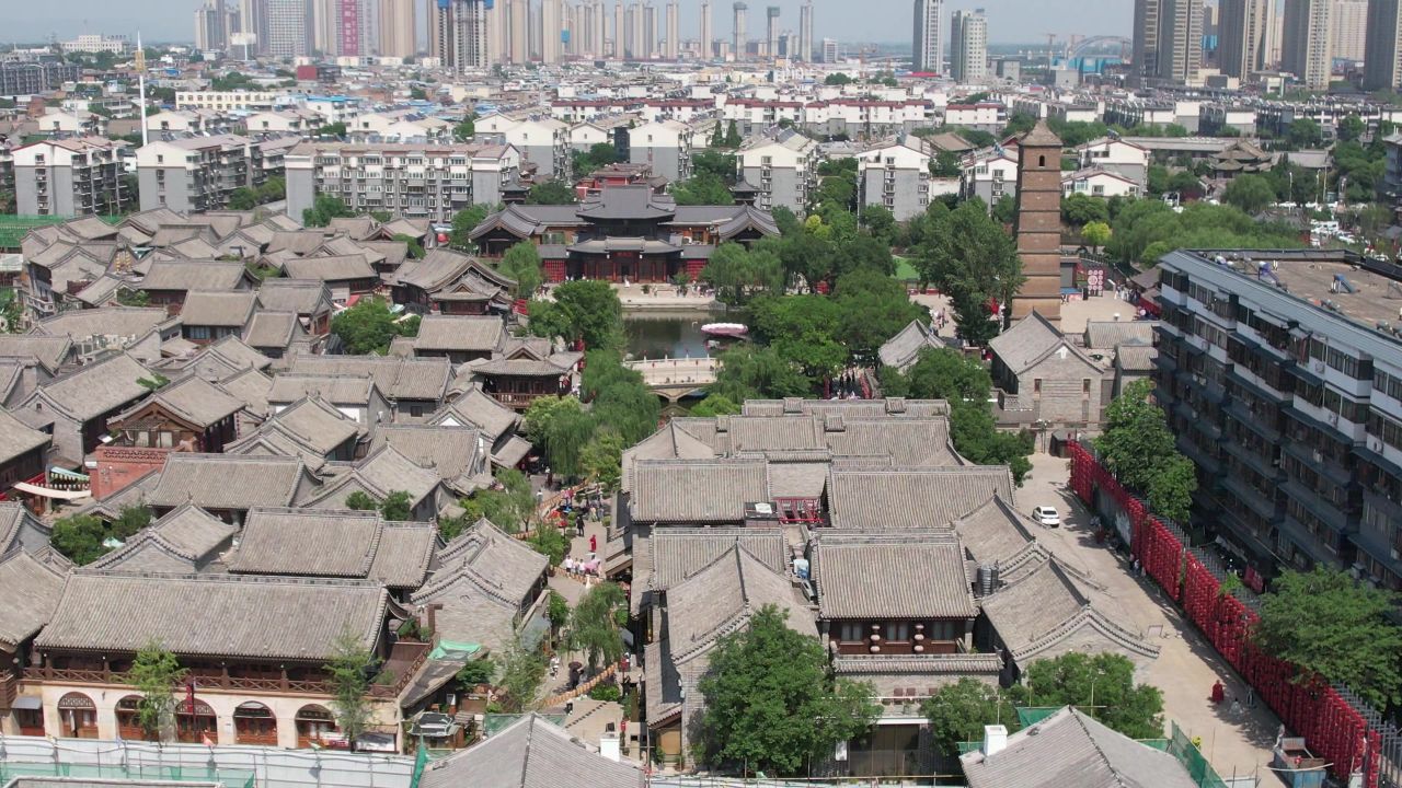 河南洛阳城市风光旅游景区航拍 