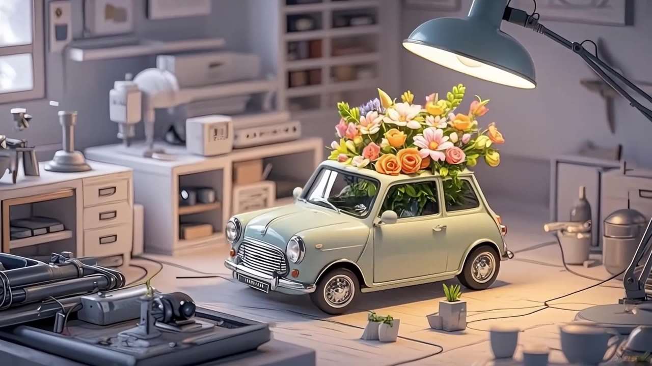 桌面小花车