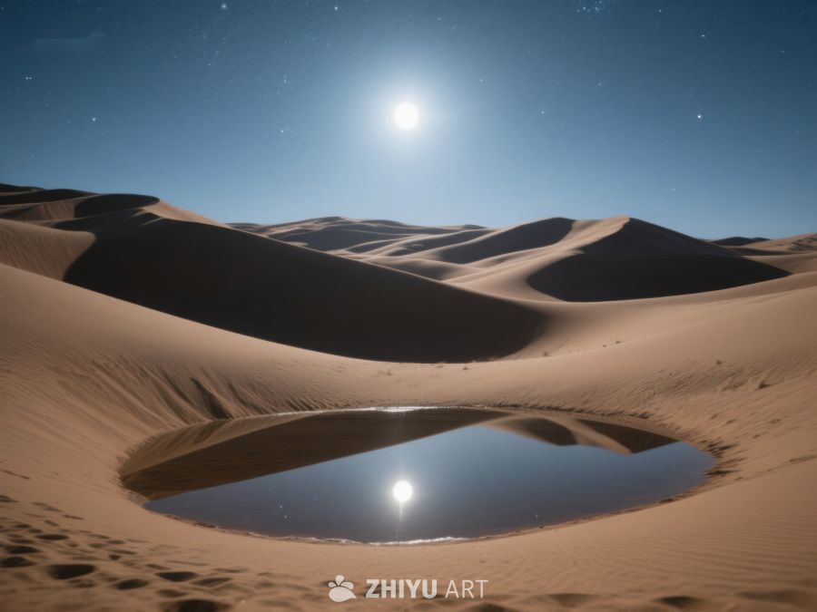 沙漠中的水洼映射星空 124