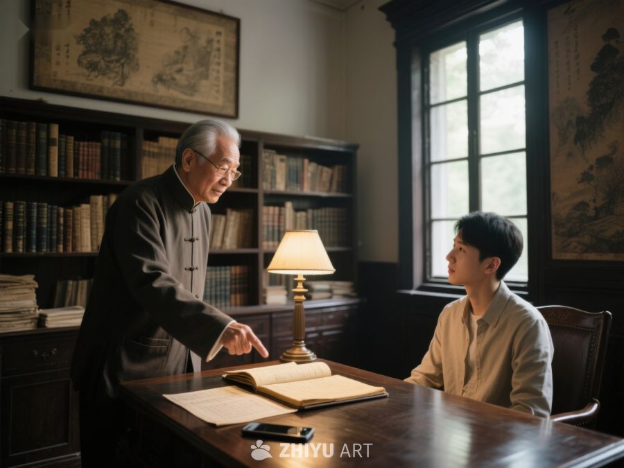 书房内师徒共读古籍 413