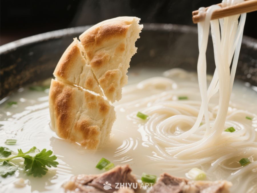 羊肉泡馍：热腾腾的面条与饼 821