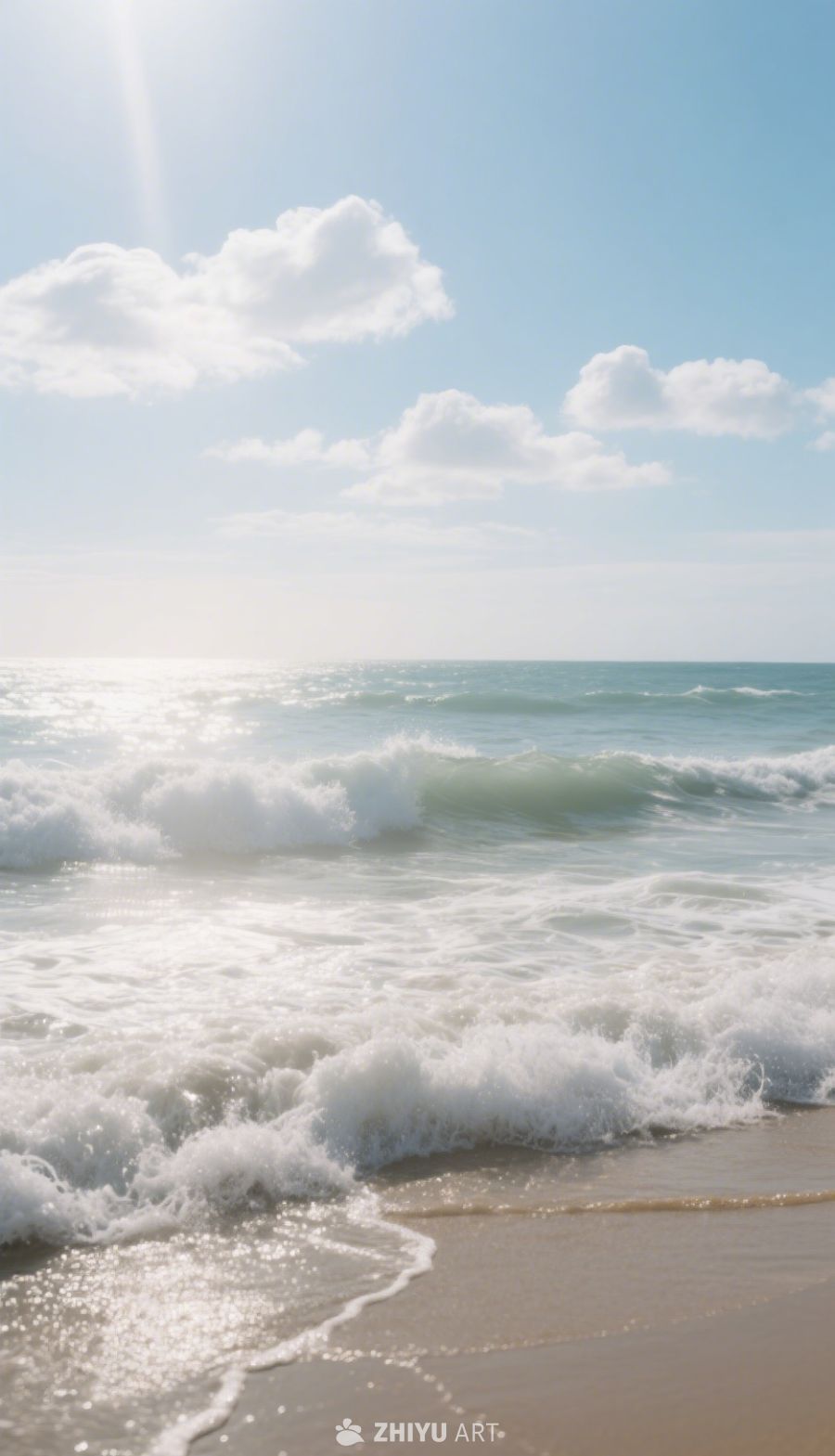海滨暖阳：沙滩与海浪的乐章 1