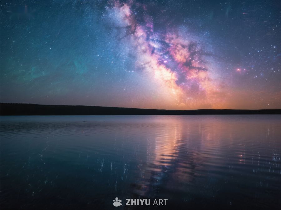 银河映照湖面，夜空璀璨如梦 545