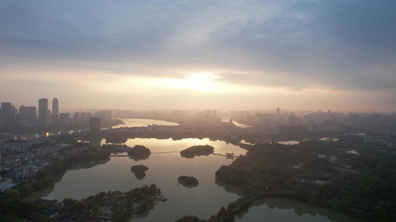 广东惠州日出惠州西湖日出航拍