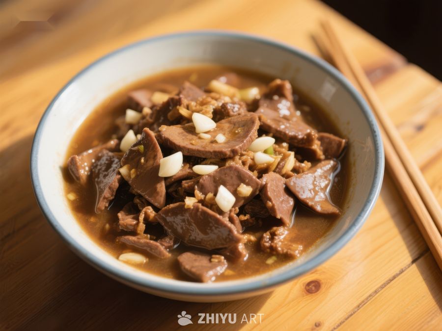 美味肝片炖菜，搭配蒜粒 676