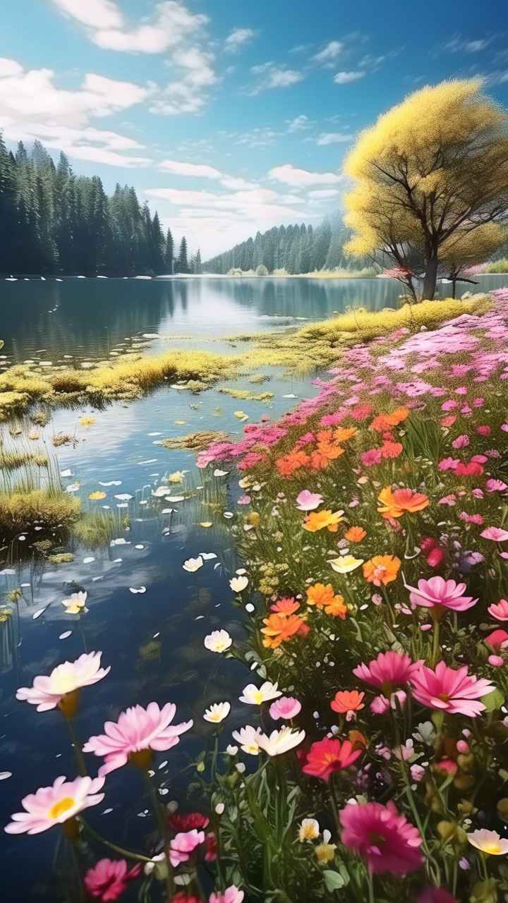 湖畔花海：湖水边 5