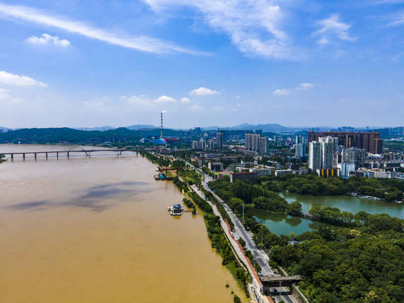 湖南株洲城市风光航拍摄影图