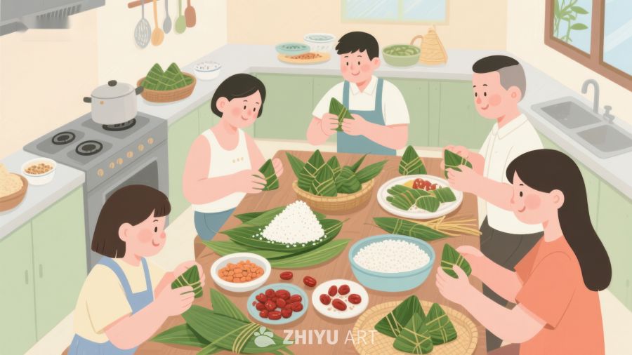 家庭包粽子，温馨厨房时光 205