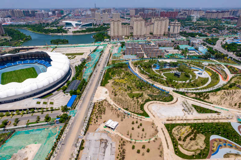 河北衡水城市风光航拍摄影图