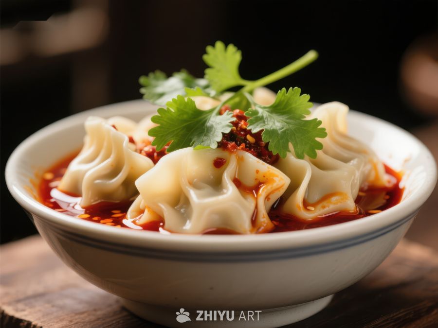 红油水饺配香菜，美味诱人 265