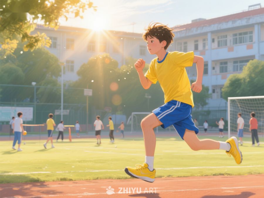 阳光下的校园跑步少年 224