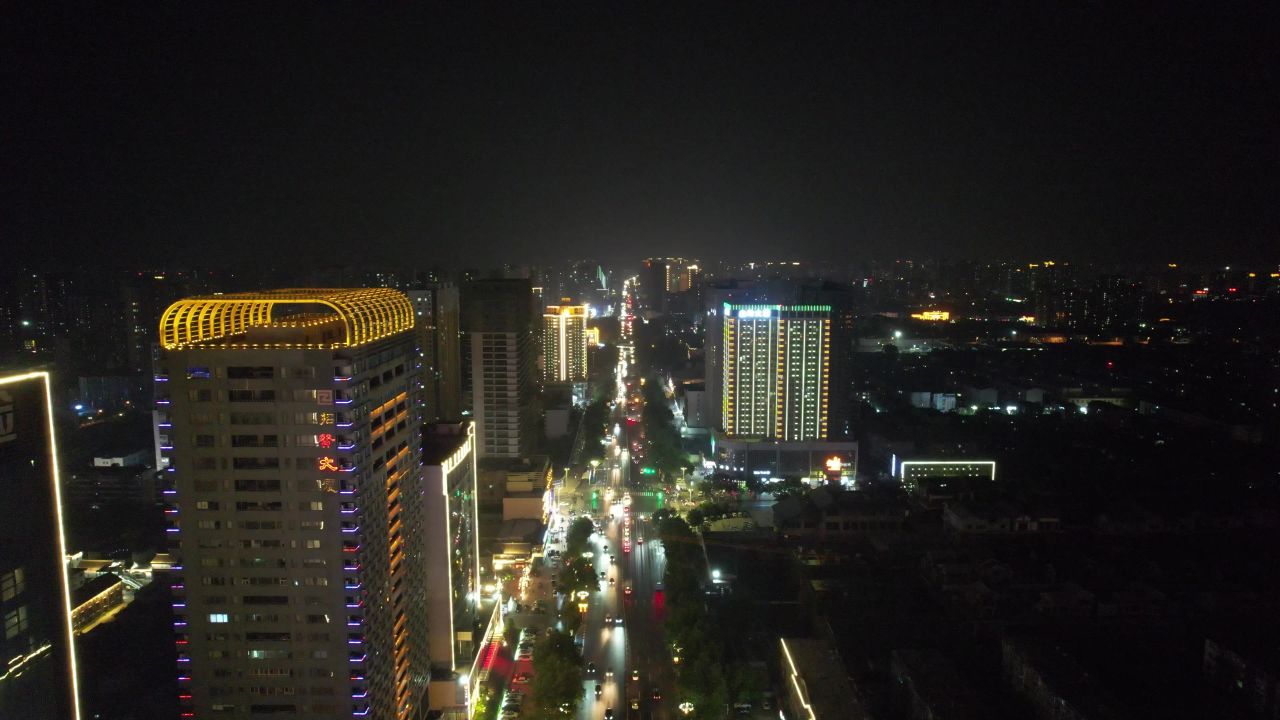  河北邯郸城市夜景灯光交通航拍