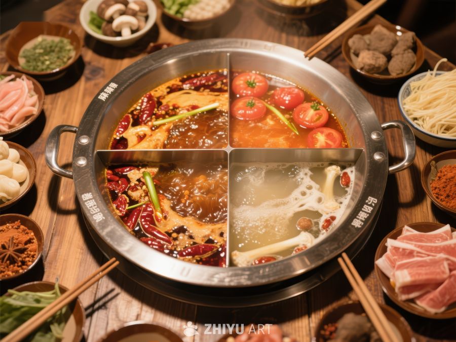 四格火锅，美味食材环绕 675