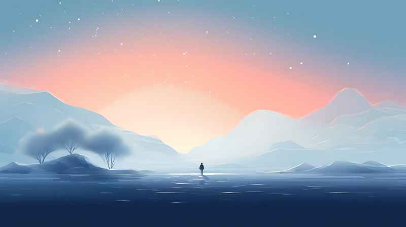 冬季唯美雪景创业插画 78