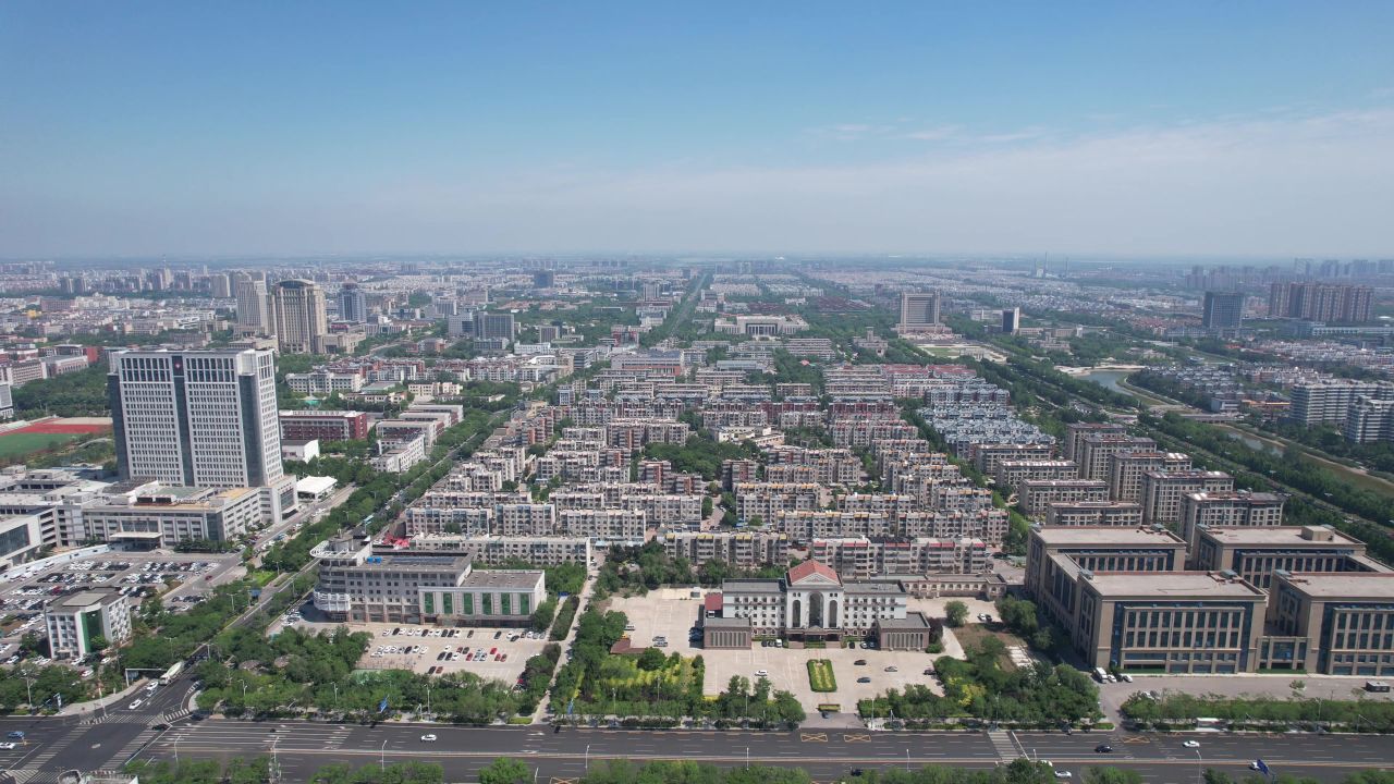 山东东营城市建设地标建筑航拍 