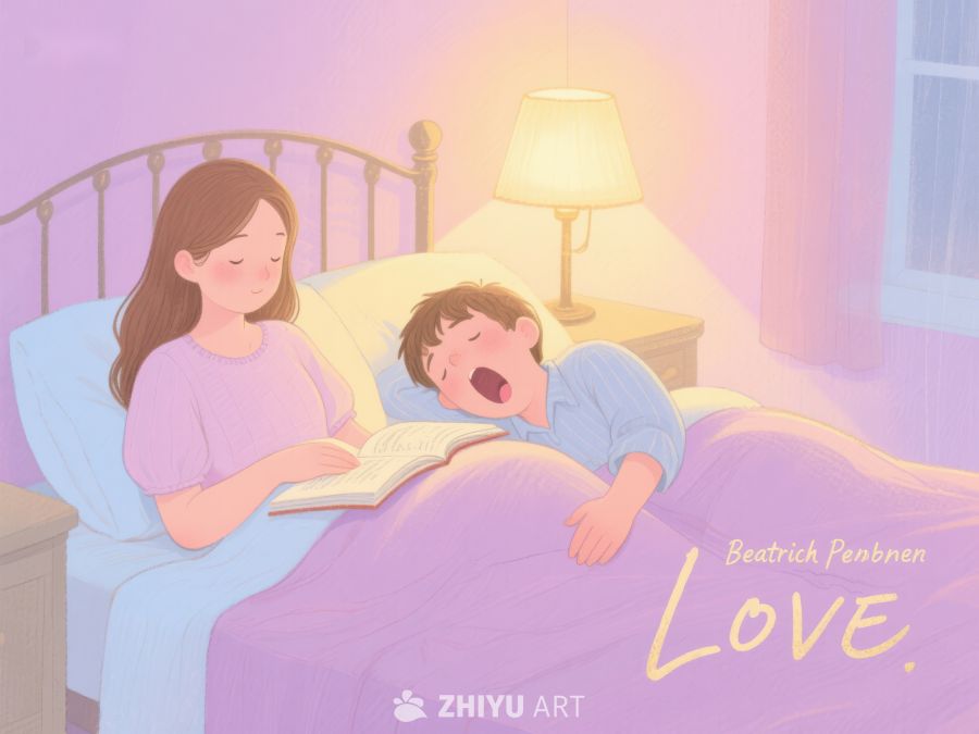 母亲为孩子睡前读书 487