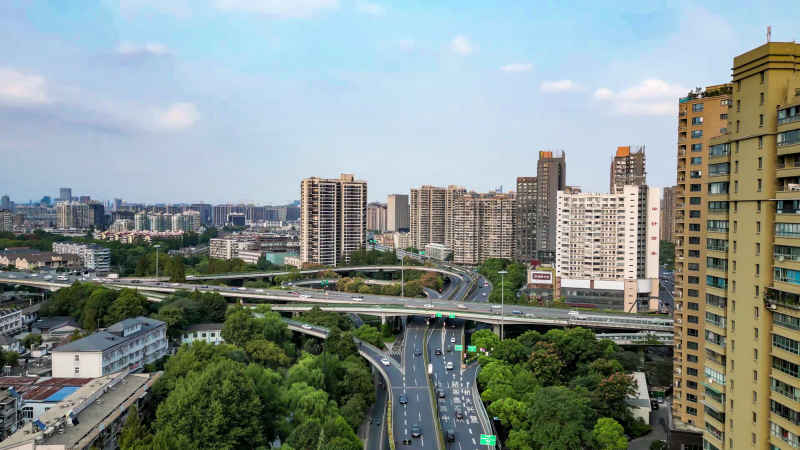 浙江杭州城市风光航拍摄影图 