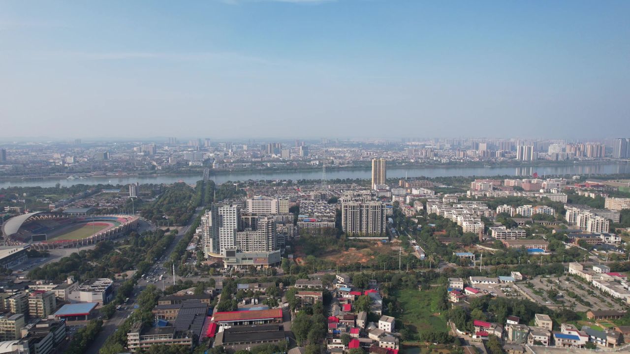 湖南湘潭城市风光地标建筑航拍 