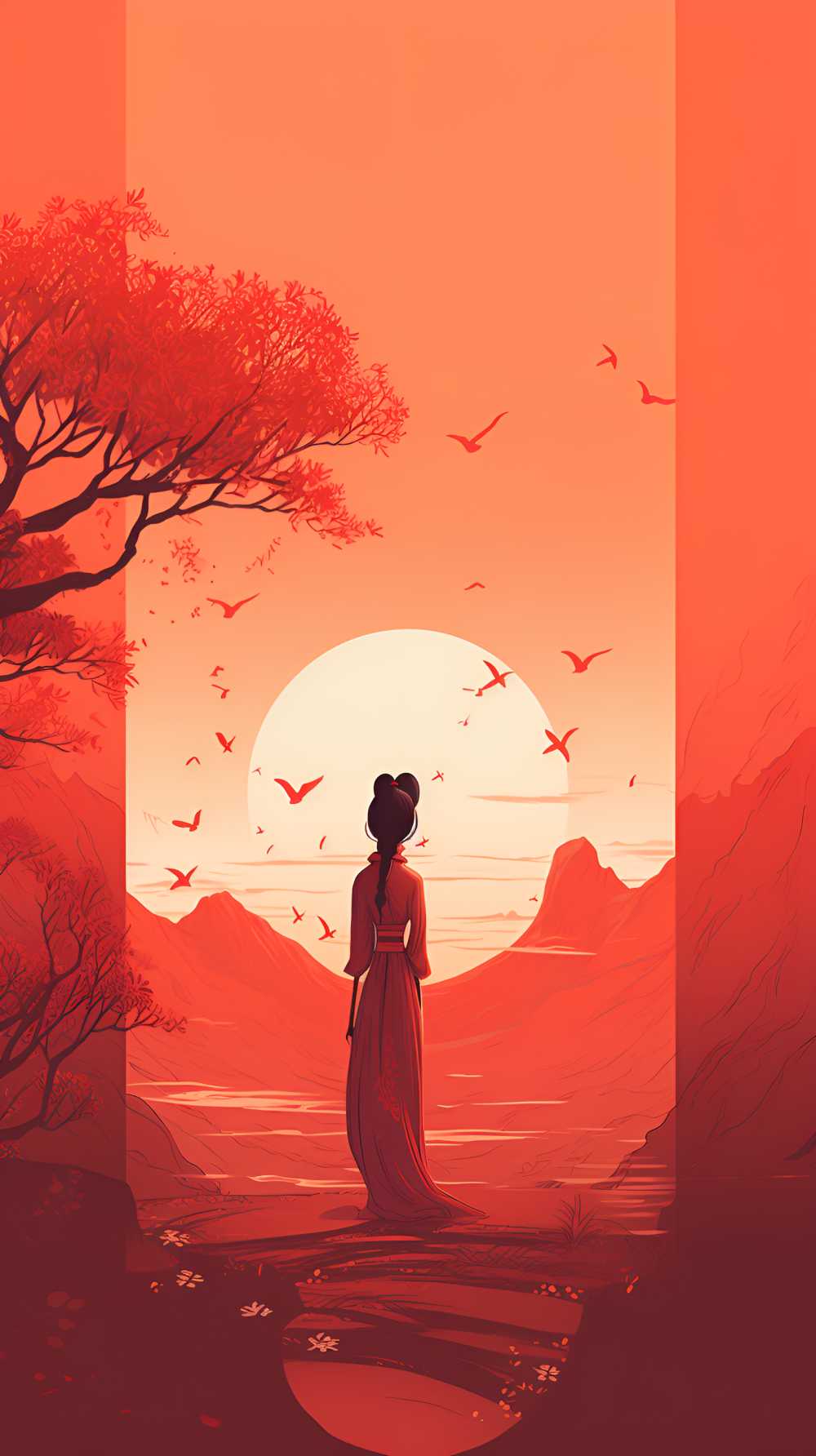 红色唯美背景意境