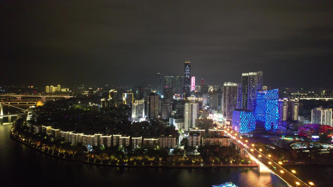 柳州夜景交桥梁航拍 