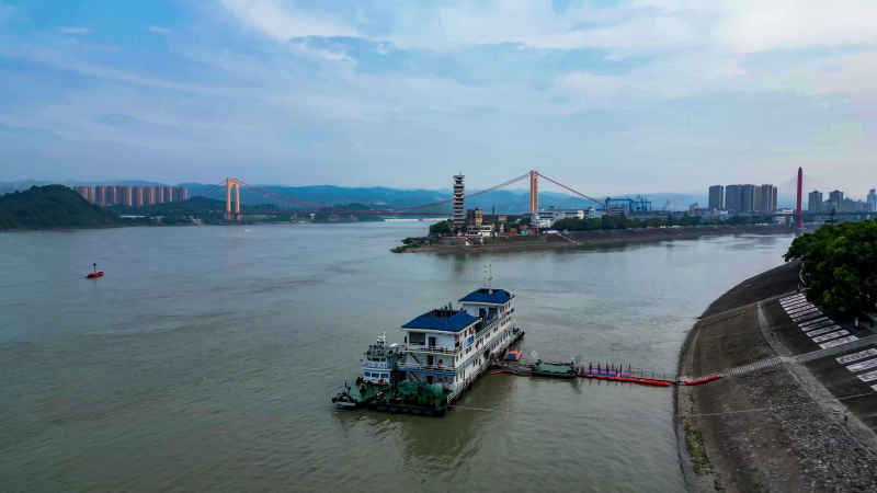 湖北宜昌城市风光航拍图 