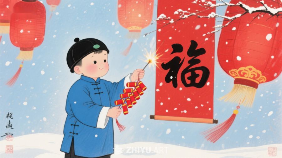 童子燃鞭迎新春 870