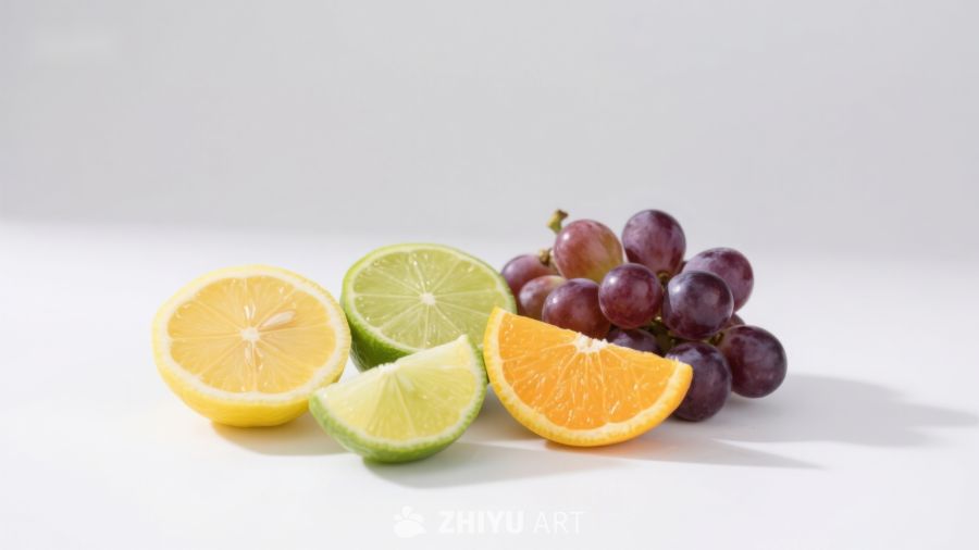 新鲜水果组合：柠檬、青柠、橙子与葡萄 1025