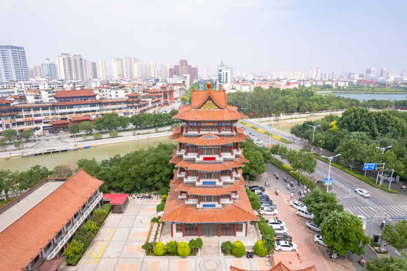 河北沧州城市风光地标建筑航拍图 