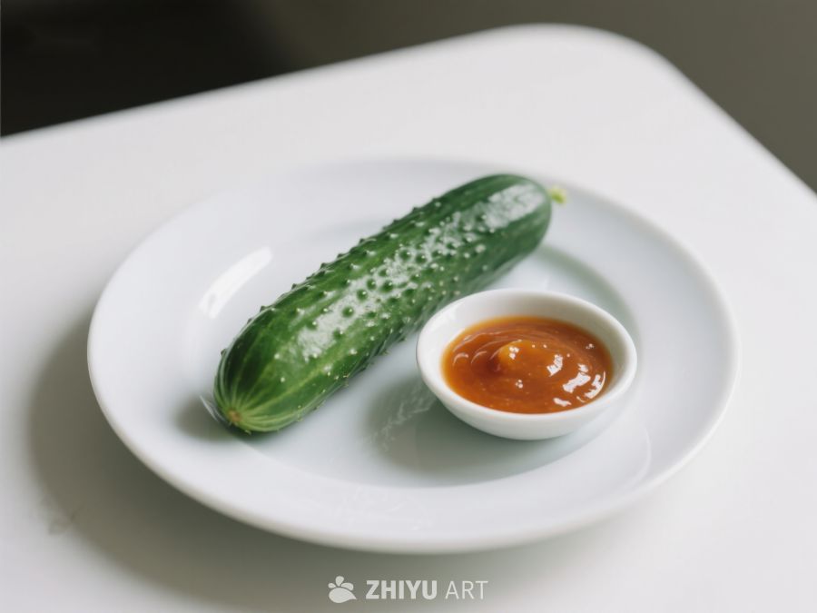 黄瓜配酱料，简洁美食摆盘 41