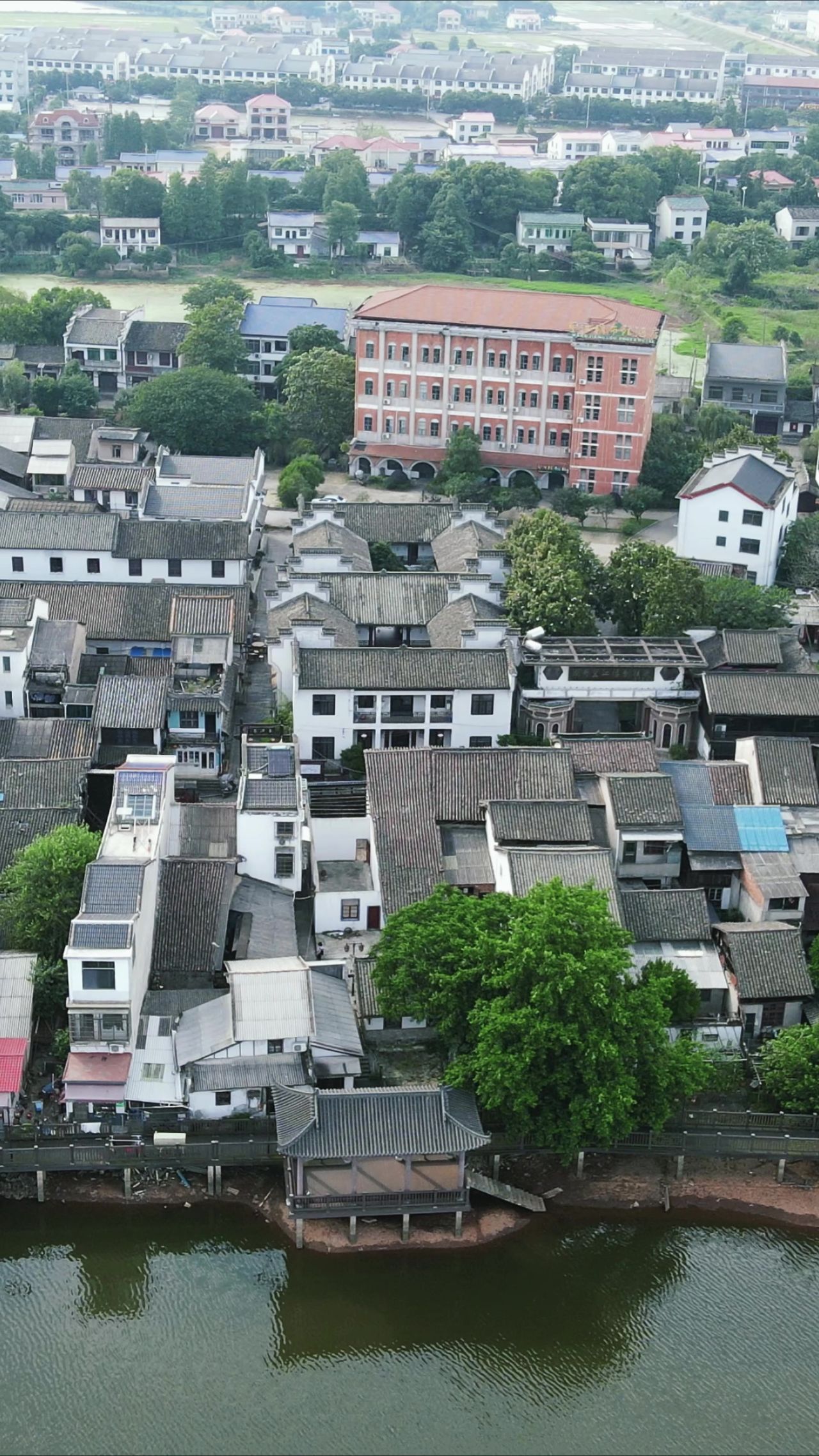 湖南长沙靖港古镇4A景区竖屏航拍 